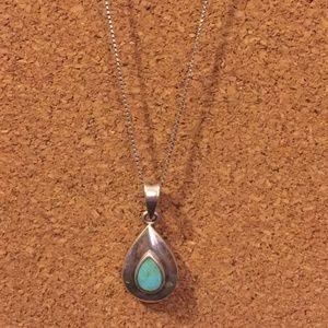 Turquoise Tear Silver Necklace